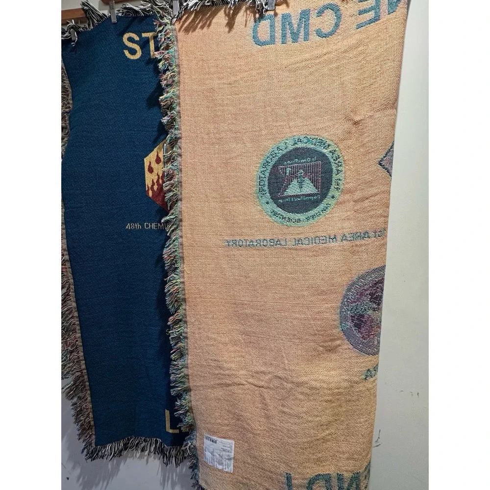 Vintage Military‎ 20th CNRNE CMD Units Woven Tapestry Blanket 50x60 Inches